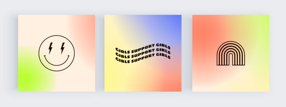 Colorful retro gradient backgrounds for social media and wall art prints
