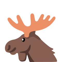 A moose head with large antlers vector emoji label sign design.