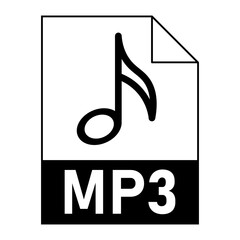 Modern flat design of MP3 file icon for web
