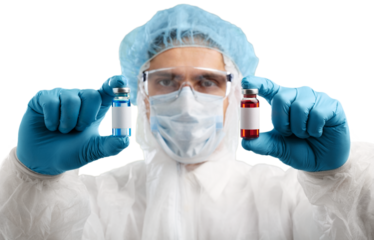 Doctor hand holds a Coronavirus vaccine jointly developed, immunization and treatment of Coronavirus