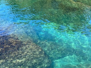 Fototapeta na wymiar Clear water in the turquoise sea.