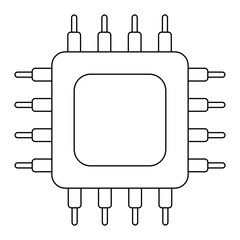 Simple illustration of Digital electronic computer CPU chip icon