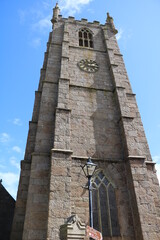 Tower of St Ia's Church in St Ives Cornwall, England Great Britain
