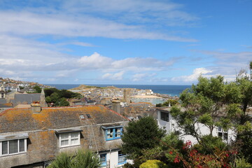 View to St Ives in Cornwall at Atlantic ocean, England Great Britain
