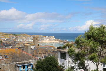 View to St Ives in Cornwall at Atlantic ocean, England Great Britain