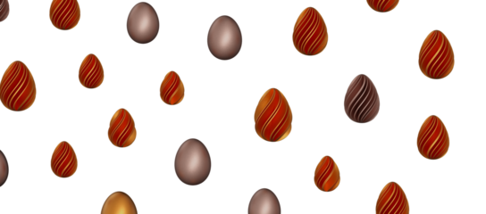 3d render illustration. Set of chocolate easter eggs .Set of different 3D realistic, shiny, golden,