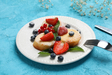 Concept of tasty sweet food, cheese pancakes