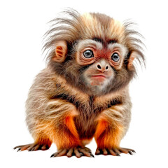 Cute tiny adorable tamarin animal on a transparant background