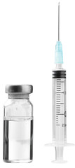 Vaccine bottle  Covid - 19 Corona virus Vaccine injection  and a medical syringe