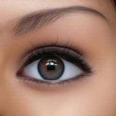 Obraz premium A girl's eye in close-up. AI Art.