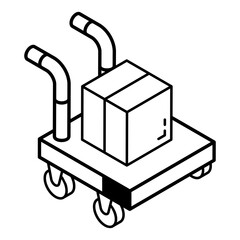 A line isometric icon of shipment truck