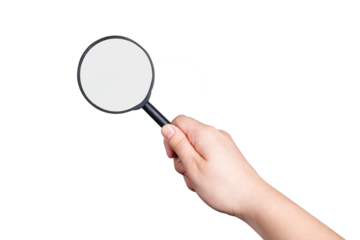 female hand holding magnifier