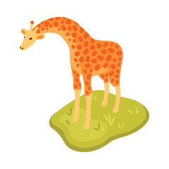 Isometric Zoo Giraffe Composition