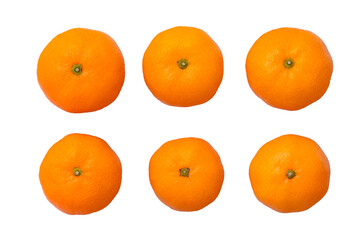 set of mandarin or tangerine isolated on transparent background