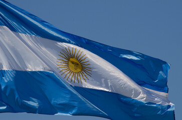 closeup of the argentinian flag. symbol of the Argentine national team, of patriotism, home and democracy