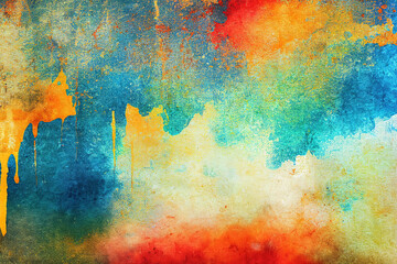 Colorful texture distressed vintage grunge and watercolor paint stains, generative ai