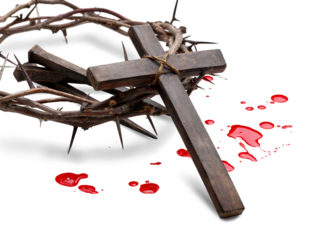 Metal nails, crown of thorns, drops of blood.  Christian Easter holiday.