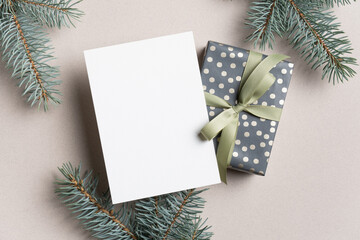 Christmas or New Year blank greeting card mockup