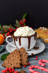 Hot chocolate with christmas decoration