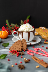 festive hot chococolate with cream 