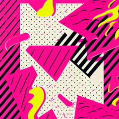 Obraz premium Hot Pink 90s Pattern - AI Art
