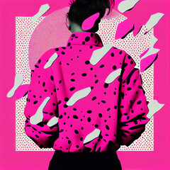 Hot Pink 90s Pattern - AI Art