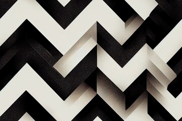 Geometric herringbone pattern. Black and white artwork. Generative AI