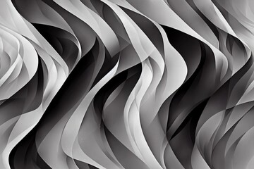 abstract black and white background. Wavy shaped pattern, amazing shadow composition. Generative AI