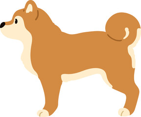 Simple and cute illustration of Shiba Inu in side view flat colored