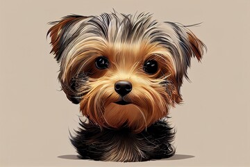 Portrait of cute yorkshire terrier. Sweet yorkie friend. Generative AI - obrazy, fototapety, plakaty
