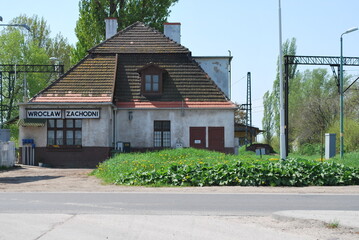 old railway station building in Wroclaw, Poland