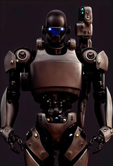 Robots. Soldier Robot hyper realistic. Conceptual project 2025. Futuristic interpretation. Illustration for advertising, cartoons, games, blockbusters, print media. My collection.