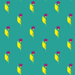 Spring floral seamless pattern. Simple shapes in sketch drawing with nature motif.