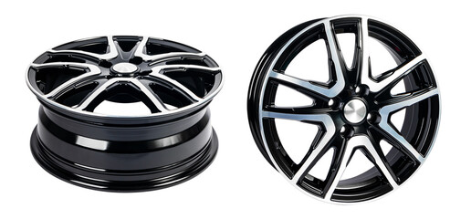 Сast wheel disc isolated on a white background. Black car disc.