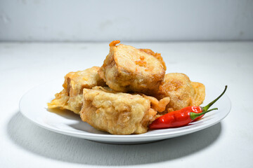 Gorengan or Fried tofu. Fried food is one of the favorite snacks in Indonesia and China