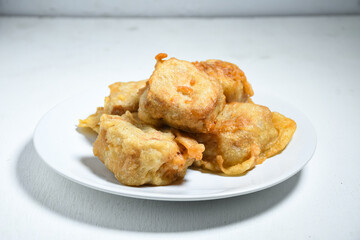 Gorengan or Fried tofu. Fried food is one of the favorite snacks in Indonesia and China
