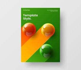 Geometric company cover A4 design vector layout. Simple realistic balls postcard concept.