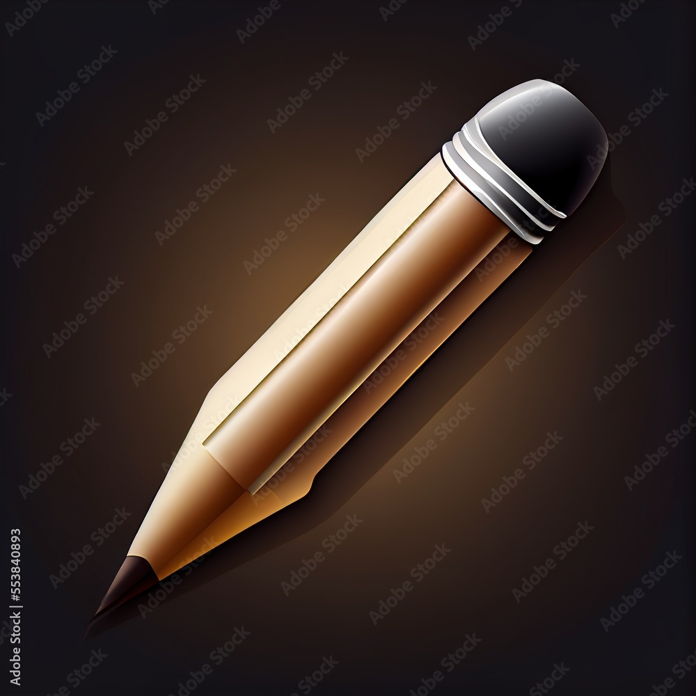 Poster a pen with a black cap on a dark background with a shadow on the ground. generative ai