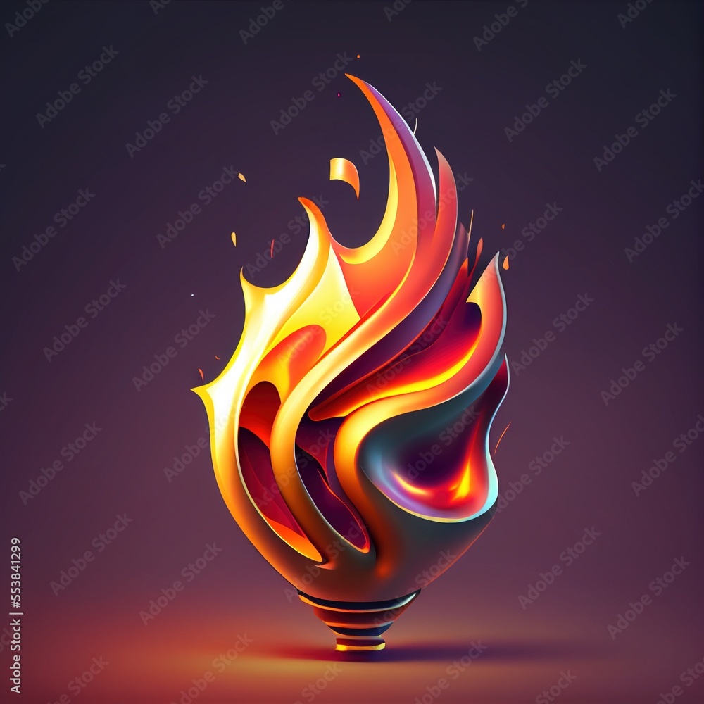 Poster a colorful fireball with a dark background and a purple background with a red and yellow flame on it