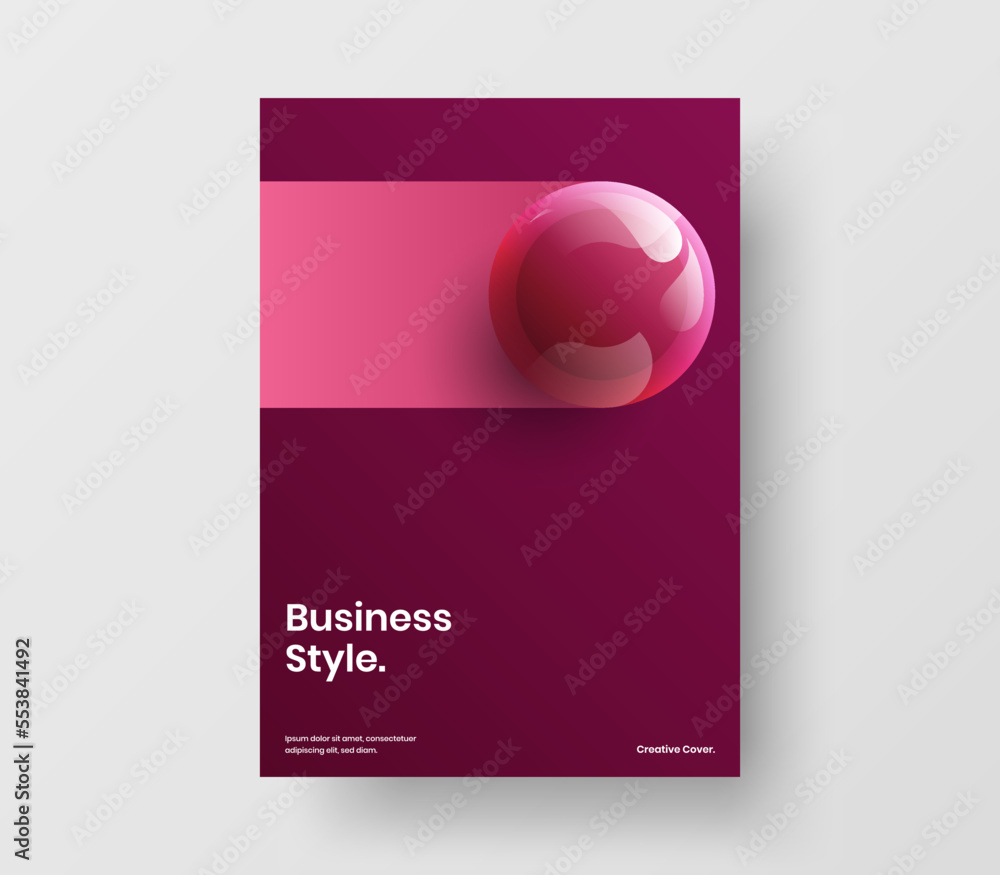 Wall mural isolated booklet design vector template. minimalistic 3d balls presentation layout.