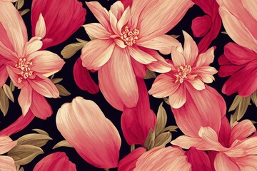 the middle center of the flowers for print design, curtains, duvet covers, wallpaper, paper packaging, textile. Generative AI