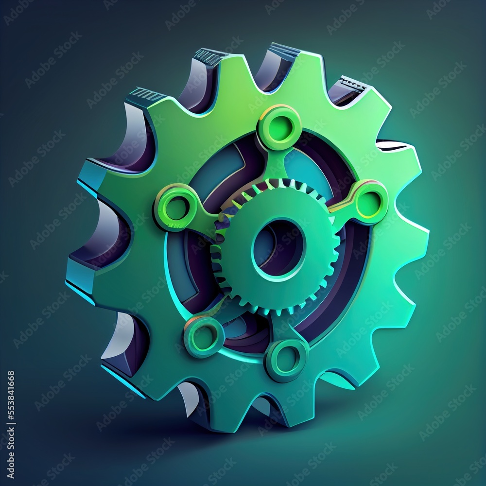 Poster a green and black object with a blue background and a green background with a blue background and a 