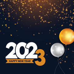 Happy new year 2023 shiny background with balloons 
