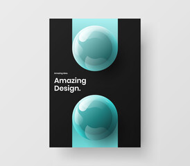 Unique 3D spheres pamphlet illustration. Amazing annual report vector design layout.