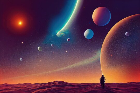 Planetar trail. abstract view of planets. Generative AI
. Generative AI