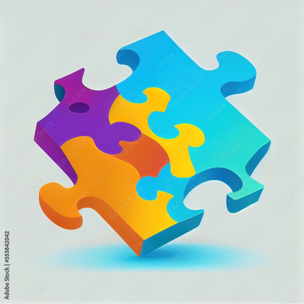 Poster a colorful puzzle piece with a missing piece in the middle of it's center. generative ai