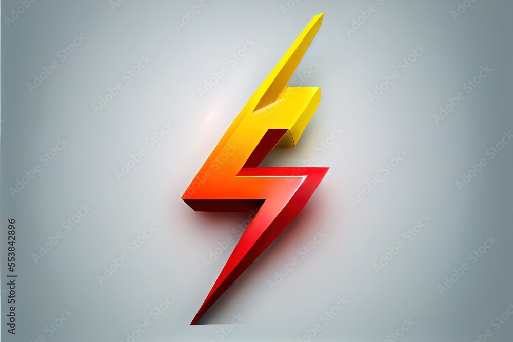 Poster a red and yellow lightning bolt with a gray background and a white background with a gray background