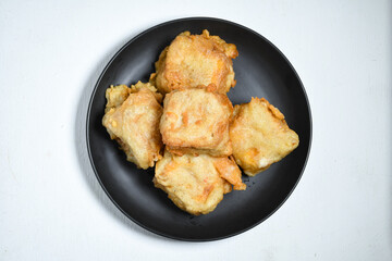 Topview of Gorengan or Fried tofu. Fried food is one of the favorite snacks in Indonesia