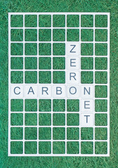 Mots croisés avec les mots Carbone, Zéro Net. Concept d'écologie sur une grille de mots...