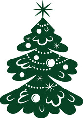 Christmas tree vector illustration on white background. Paper cut style